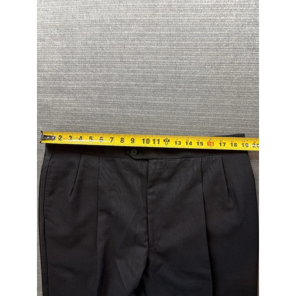 Jos A Bank Mens 44L Tuxedo Suit Black‎ Wool Pants Pleated 36x32 Wedding Formal